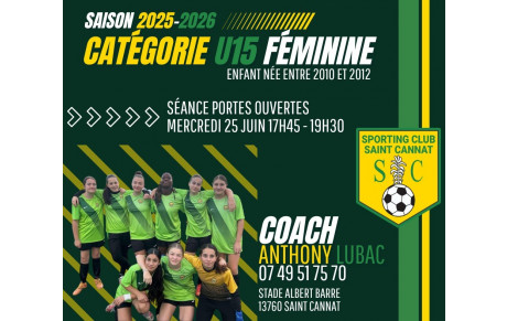 🔰 ENTRAÎNEMENT OUVERT – U15 FÉMININES 🔰